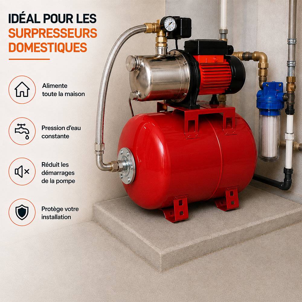 Gt Market - Réservoir pression à vessie horizontal - 100 litres - GT MARKET - Imagen 5