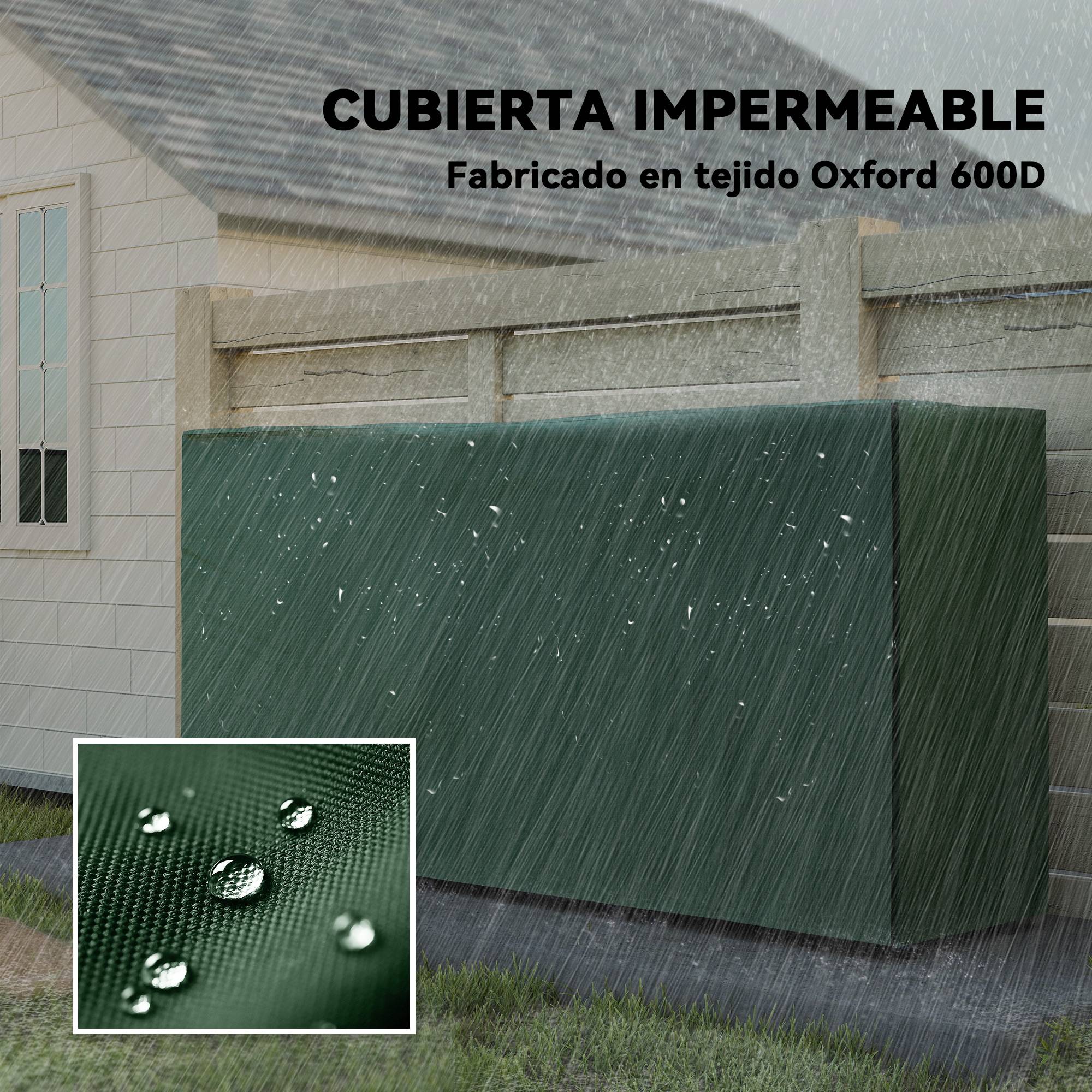 Range‑bûches avec couvercle et étagère, charge 200 kg, 200x36x99 cm, vert foncé‑noir - Image 6