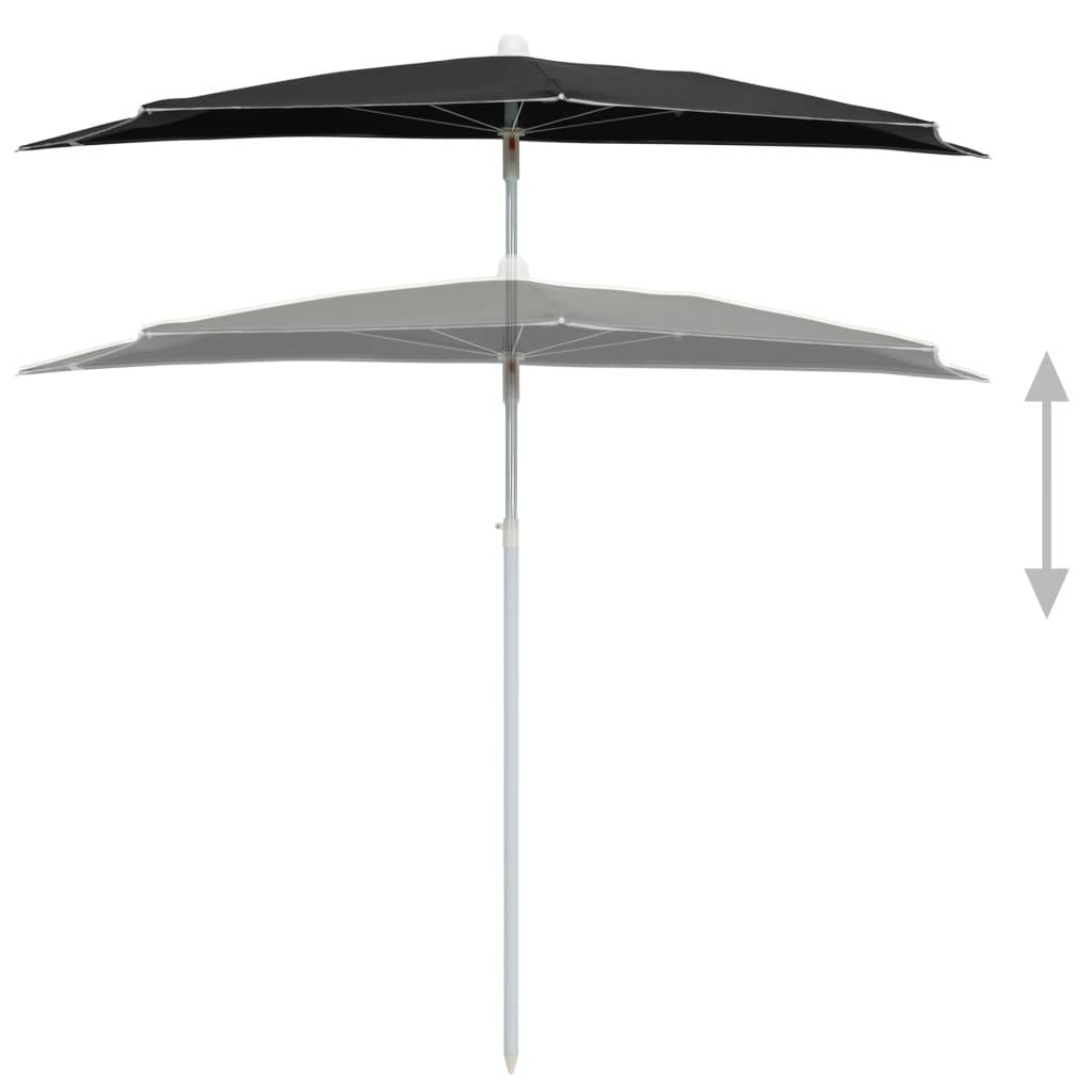 PANGIVO - Demi-parasol de jardin polyester acier noir 180 x 90 x 195 cm - PANGIVO - Image 4