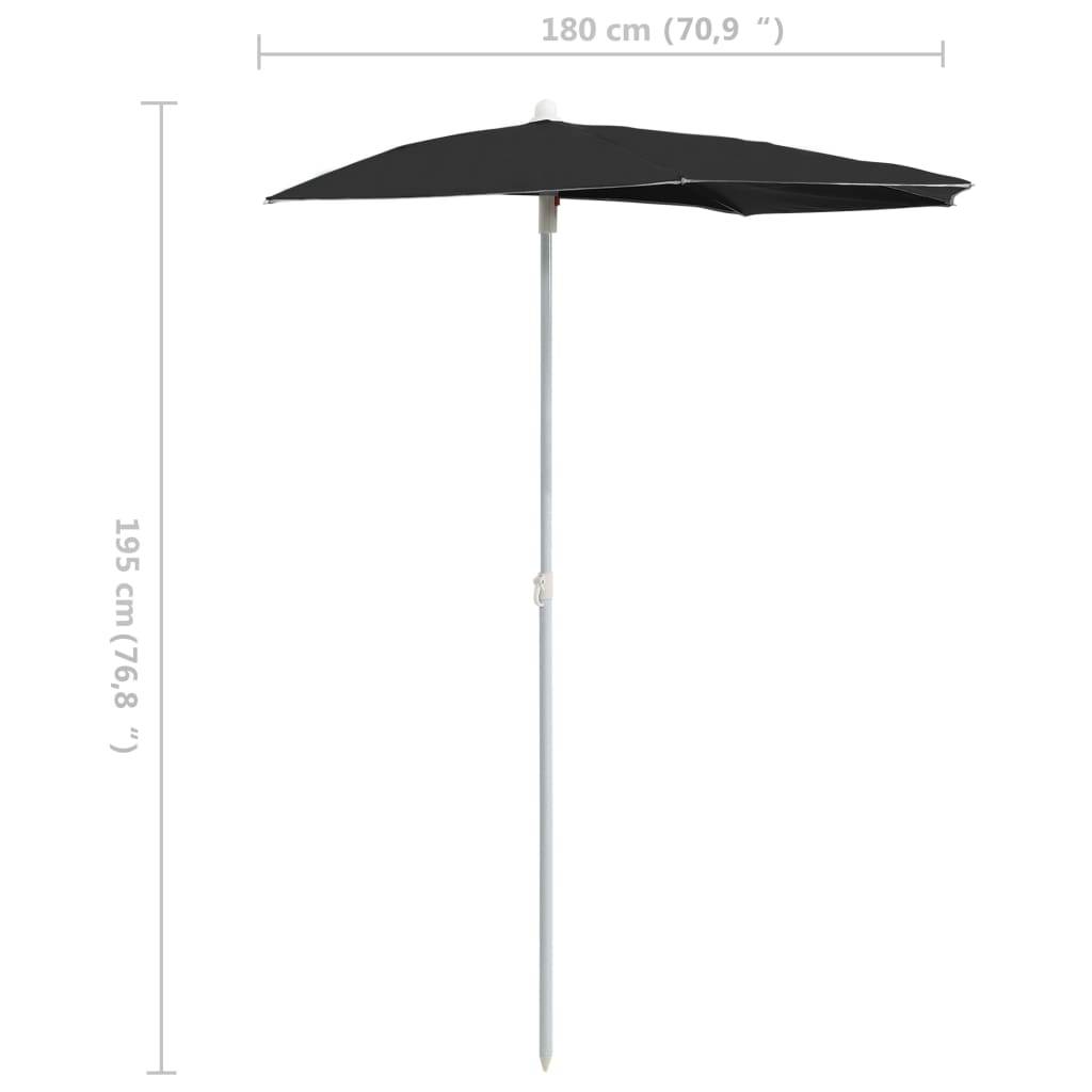 PANGIVO - Demi-parasol de jardin polyester acier noir 180 x 90 x 195 cm - PANGIVO - Image 8