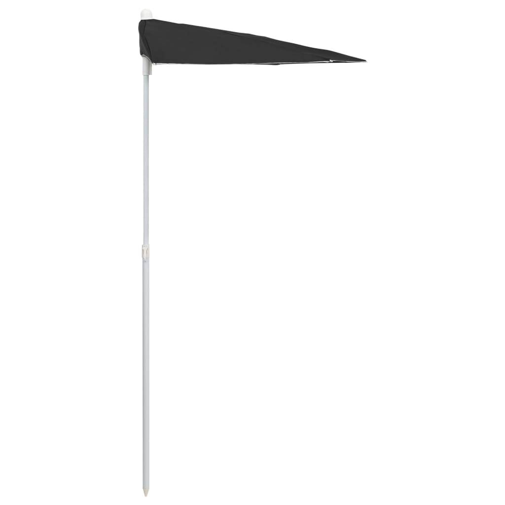 PANGIVO - Demi-parasol de jardin polyester acier noir 180 x 90 x 195 cm - PANGIVO - Image 5