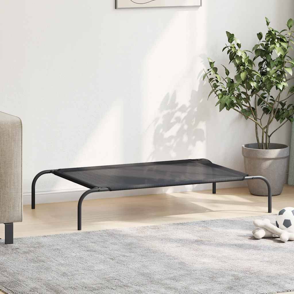 Lit surélevé pour chien acier et textilène noir 110 x 65 x 20 cm - PANGIVO - Image 3