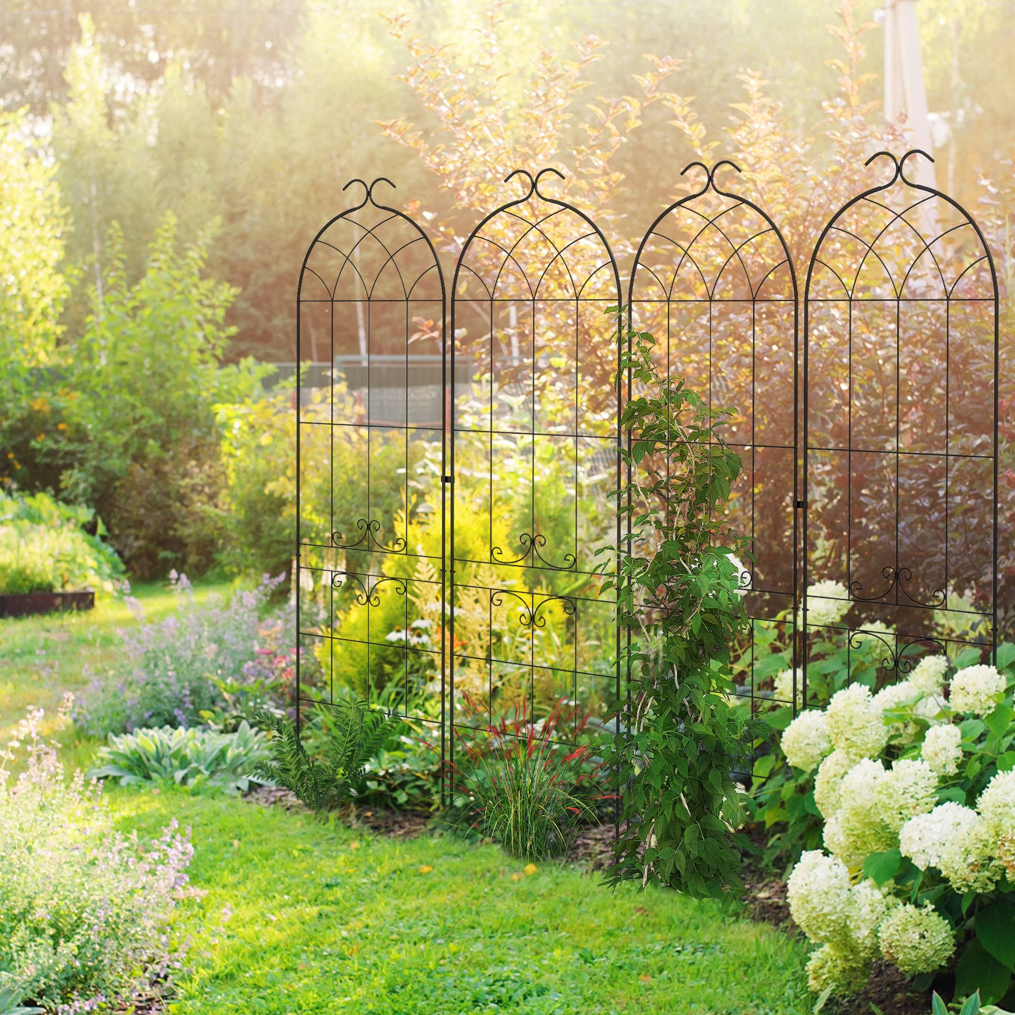 Sans Marque - Lot 2 treillis jardin support plantes grimpantes métal 50x181 cm noir - Image 4