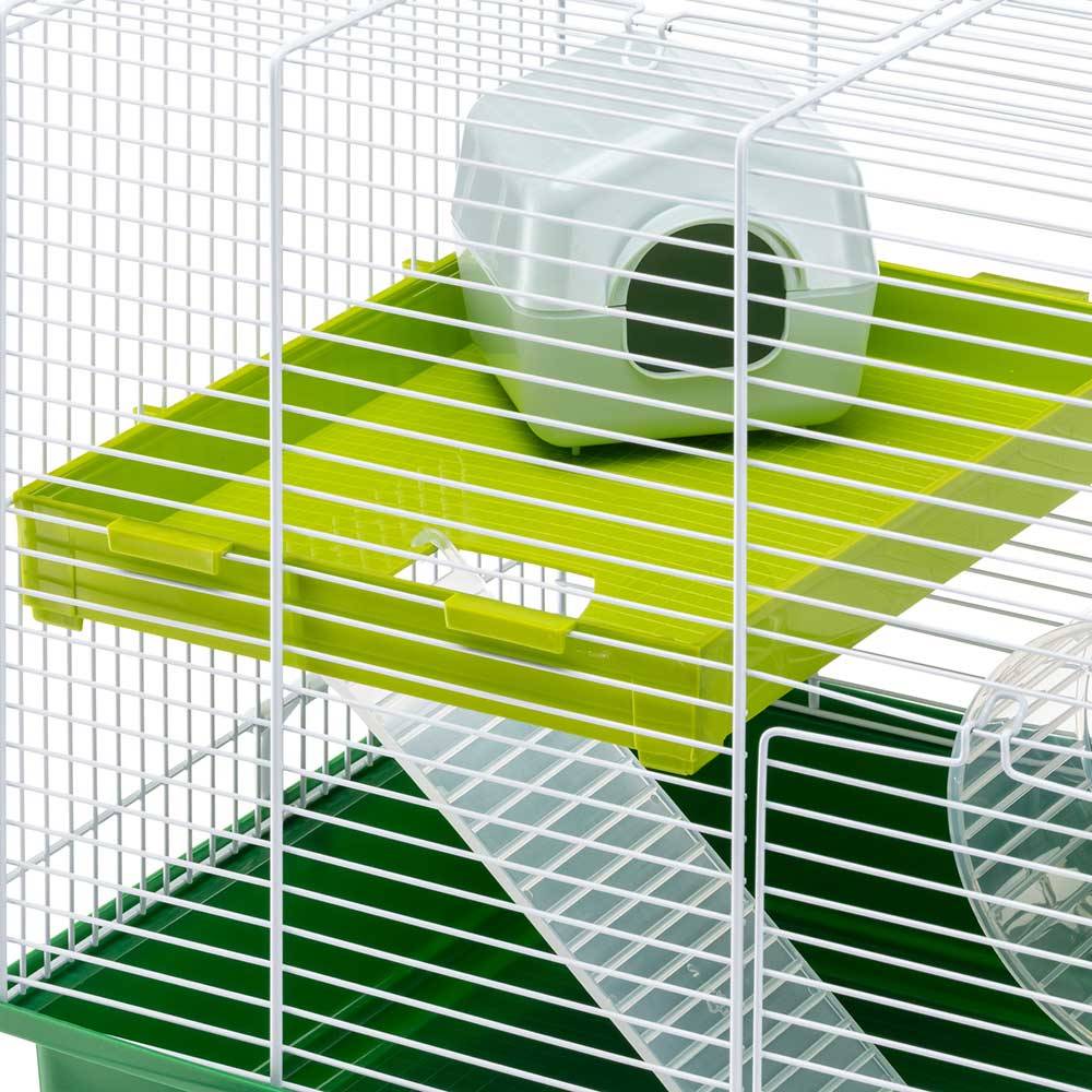 Ferplast - FERPLAST HAMSTER DUO Cage pour rongeurs pour Hamsters, en Métal, Accessoires inclus : Mangeoire, Abreuvoir, Maison, Roue, Étagère, Échelle. - Imagen 5