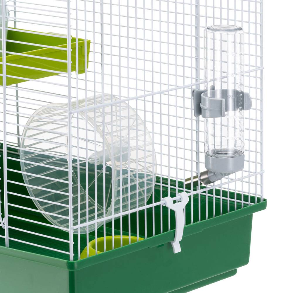 Ferplast - FERPLAST HAMSTER DUO Cage pour rongeurs pour Hamsters, en Métal, Accessoires inclus : Mangeoire, Abreuvoir, Maison, Roue, Étagère, Échelle. - Imagen 4