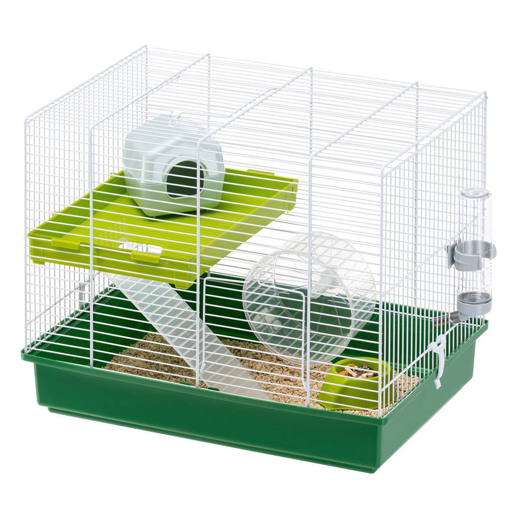 Ferplast - FERPLAST HAMSTER DUO Cage pour rongeurs pour Hamsters, en Métal, Accessoires inclus : Mangeoire, Abreuvoir, Maison, Roue, Étagère, Échelle. - Imagen 1
