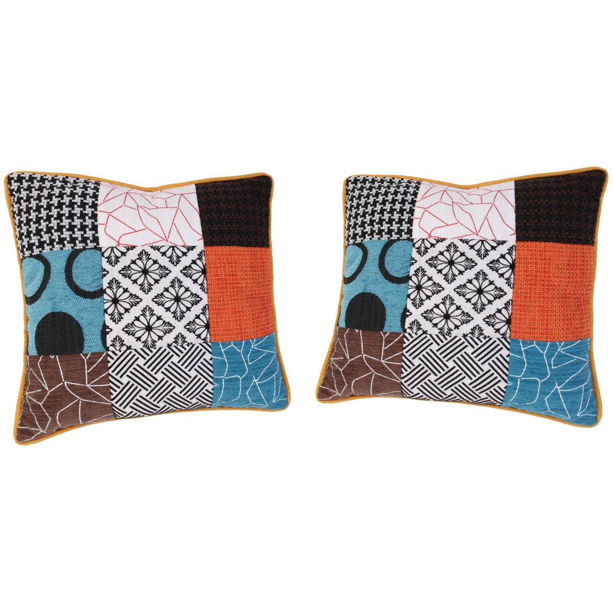 The Home Deco Factory - Coussin patchwork en tissu déhoussable 40x40 cm (Lot de 2) - Imagen 1