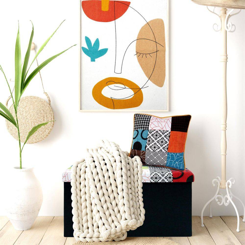 The Home Deco Factory - Coussin patchwork en tissu déhoussable 40x40 cm (Lot de 2) - Imagen 2
