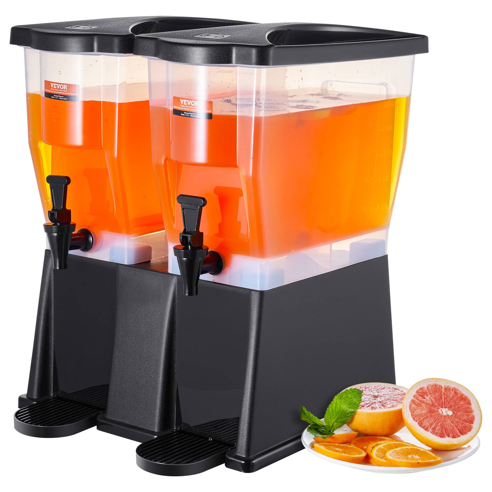 VEVOR Distributeur boissons grande capacité 2x11 L, plastique, robinet, couvercle. Pour jus, limonade, thé glacé. - Image 1