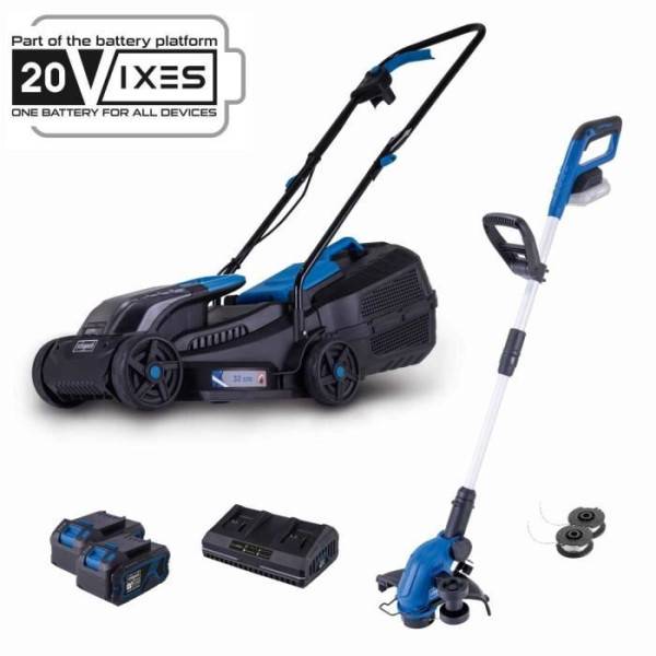 Scheppach - Pack tondeuse BC-MP320-X 32 cm + Coupe bordure C-LT300-X 2 en 1 - SCHEPPACH 20V IXES + 2 batteries 4ah + chargeur - Image 1