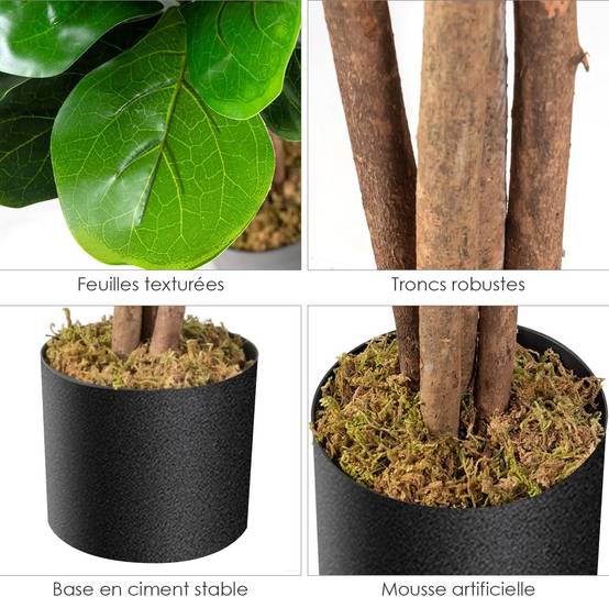 Plante Artificielle 120CM avec Pot Décoration en PP Souple, 118 Feuilles en PEVA - Image 4