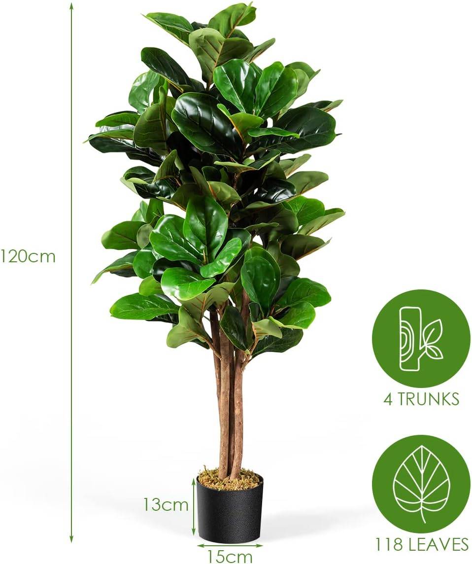 Plante Artificielle 120CM avec Pot Décoration en PP Souple, 118 Feuilles en PEVA - Image 5
