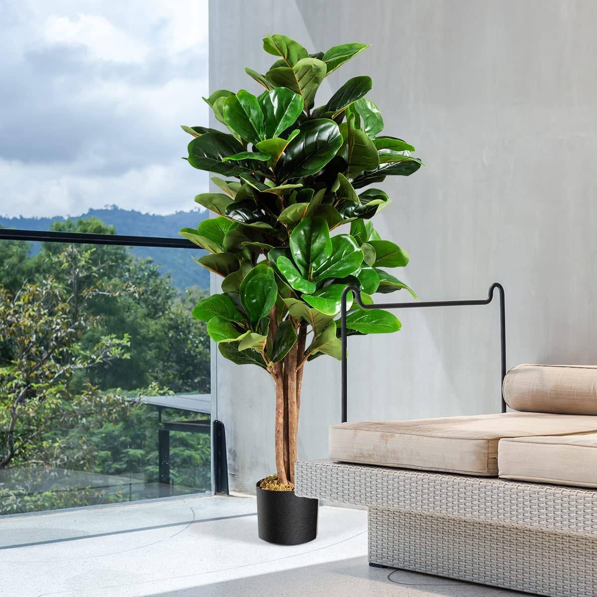 Plante Artificielle 120CM avec Pot Décoration en PP Souple, 118 Feuilles en PEVA - Image 6
