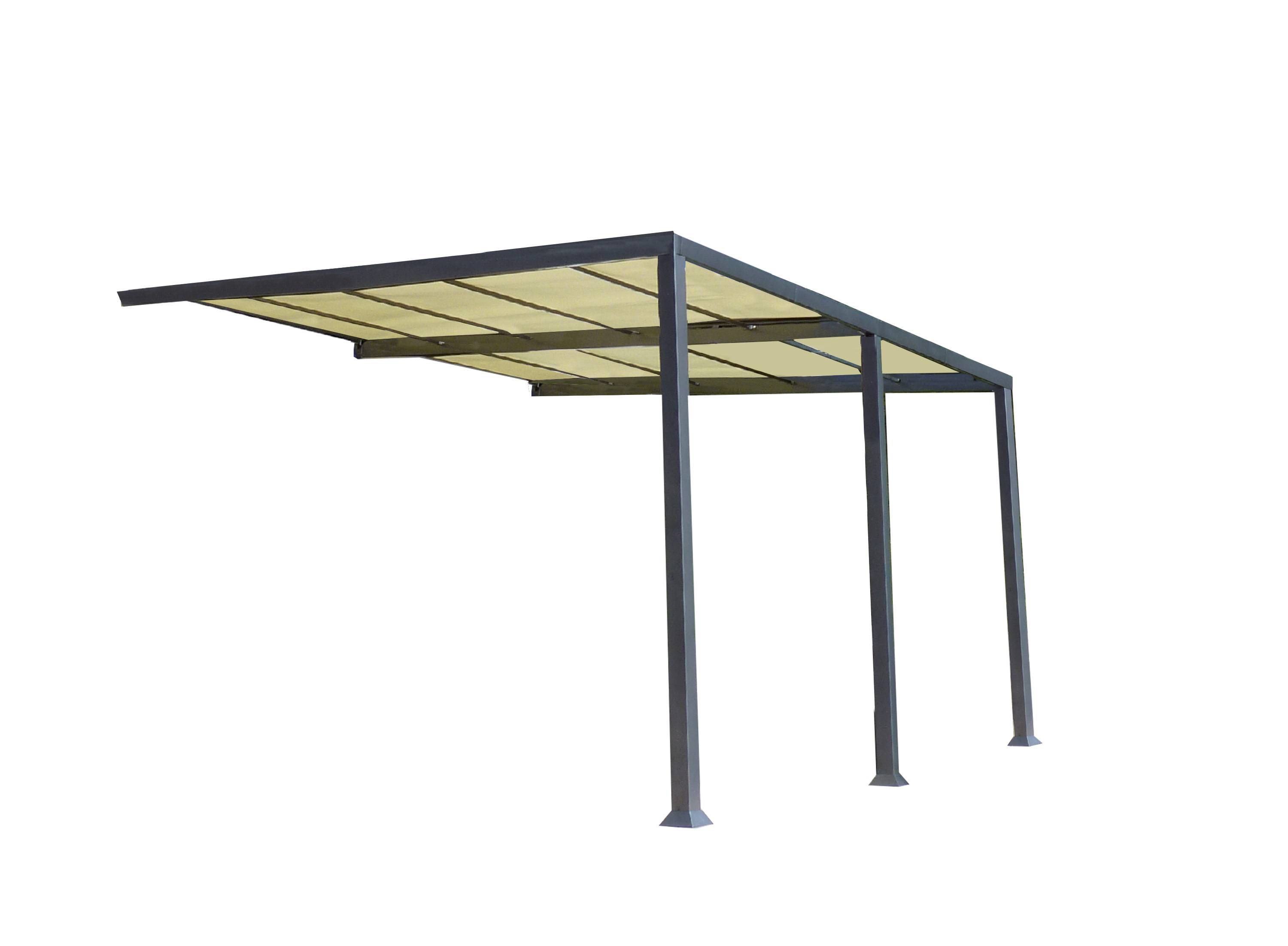 Couleurs du monde - Philadelphia - Pergola adossée en aluminium 3,5x4m avec toile d'ombrage 350gr/m² - Couleurs du Monde - Imagen 2