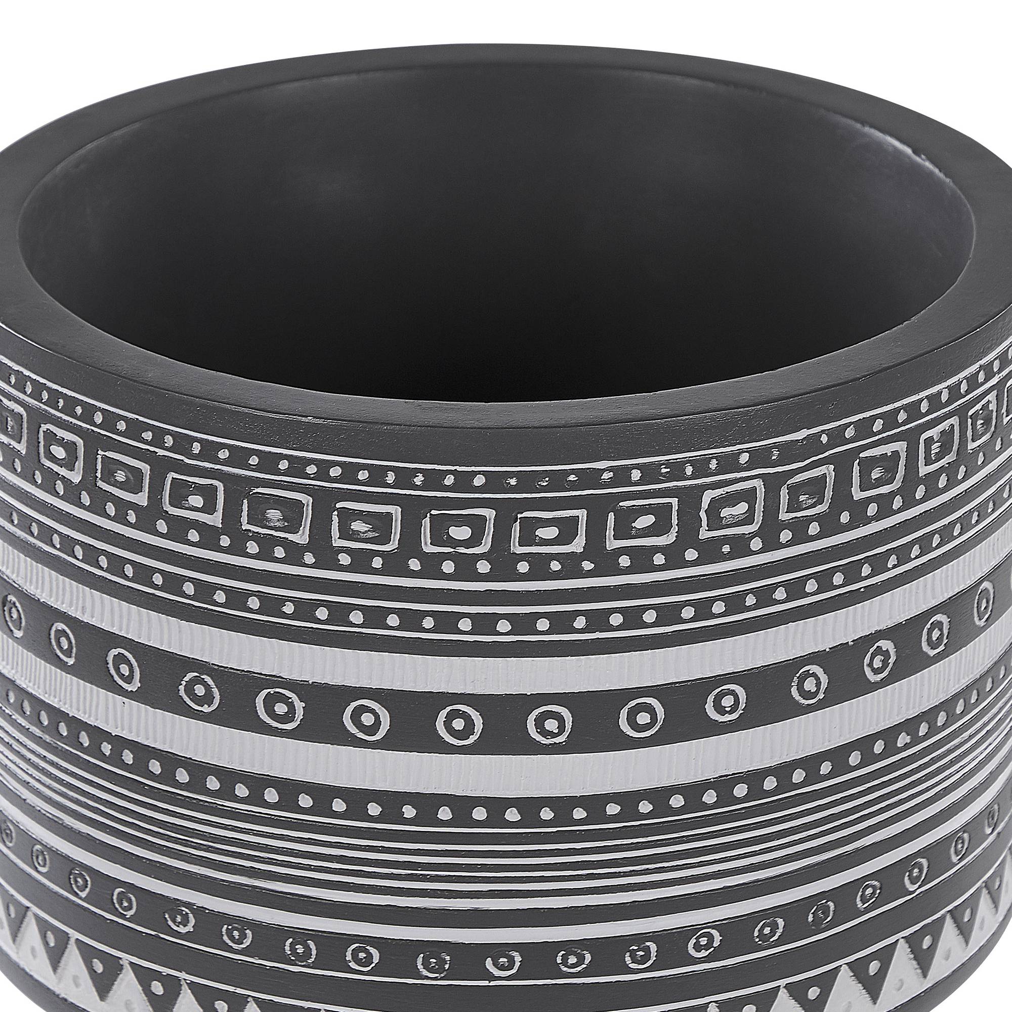 Beliani - Cache-Pot Support Plantes Gris avec 3 Pieds en Bois 21 cm de Diamètre Motif Ethnique Peint à la Main pour Extérieur et Intérieur Beliani - Imagen 4
