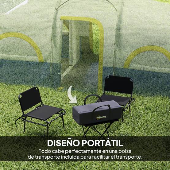 Tente familiale pour 4 personnes, imperméable avec chambres séparées, 435 x 251 x 195 cm, bleue et blanche - Image 9