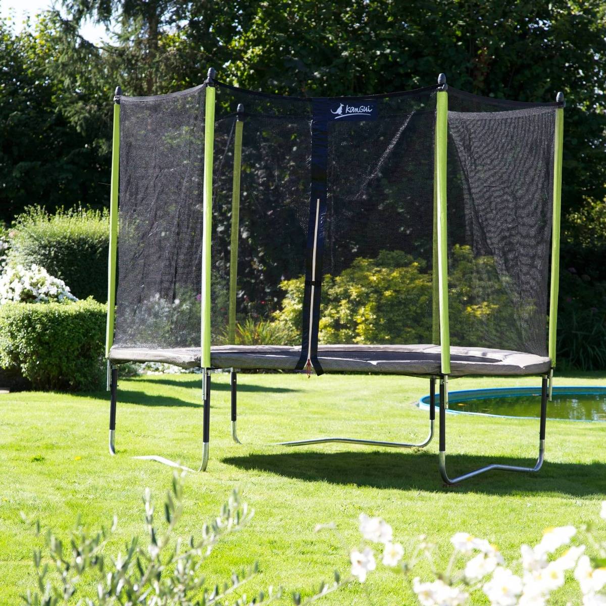 Kangui - Trampoline jardin Ø 250 cm + filet de sécurité - JUMPI 250 - Taupe/Vert Kangui - Imagen 7