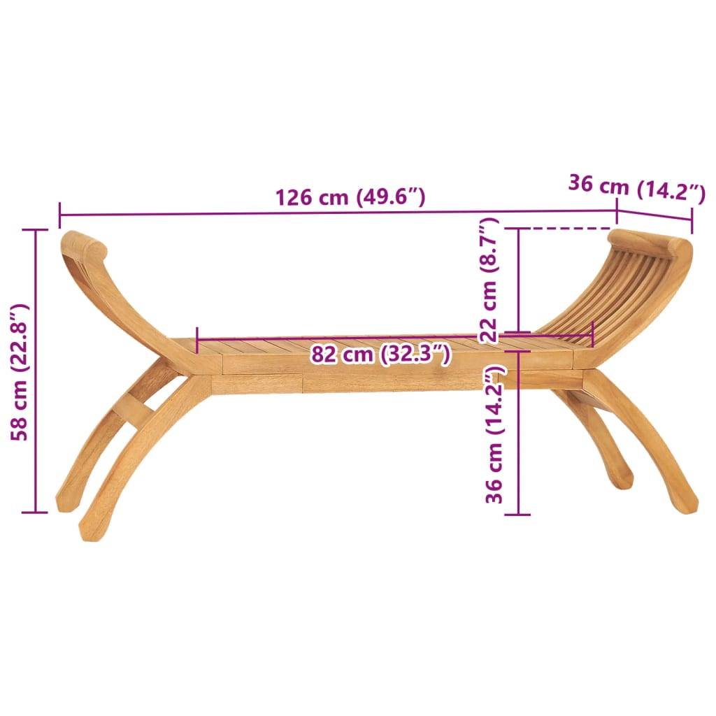 Maison Chic - Banc de jardin - Banc d'extérieur - Banquette 126 cm Bois de teck solide - Imagen 6