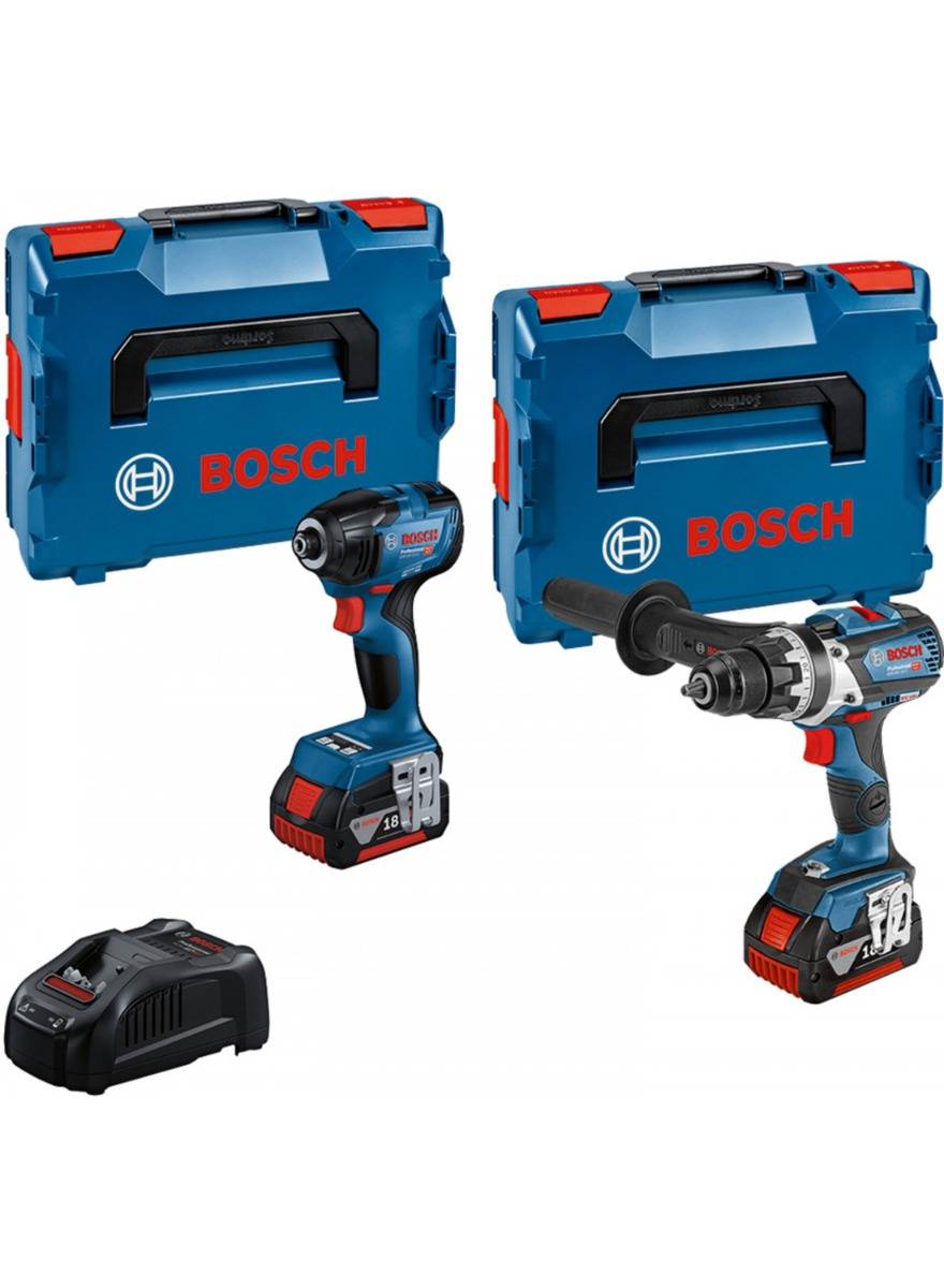 Bosch Professional - Combi-Kit 2 Outils 18V - Perceuse visseuse sans fil GSR 18V-110C + Boulonneuse sans fil GDR 18V-210C + 2 Batteries GBA 18V 5.0Ah + Chargeur rapide GAL - Imagen 1