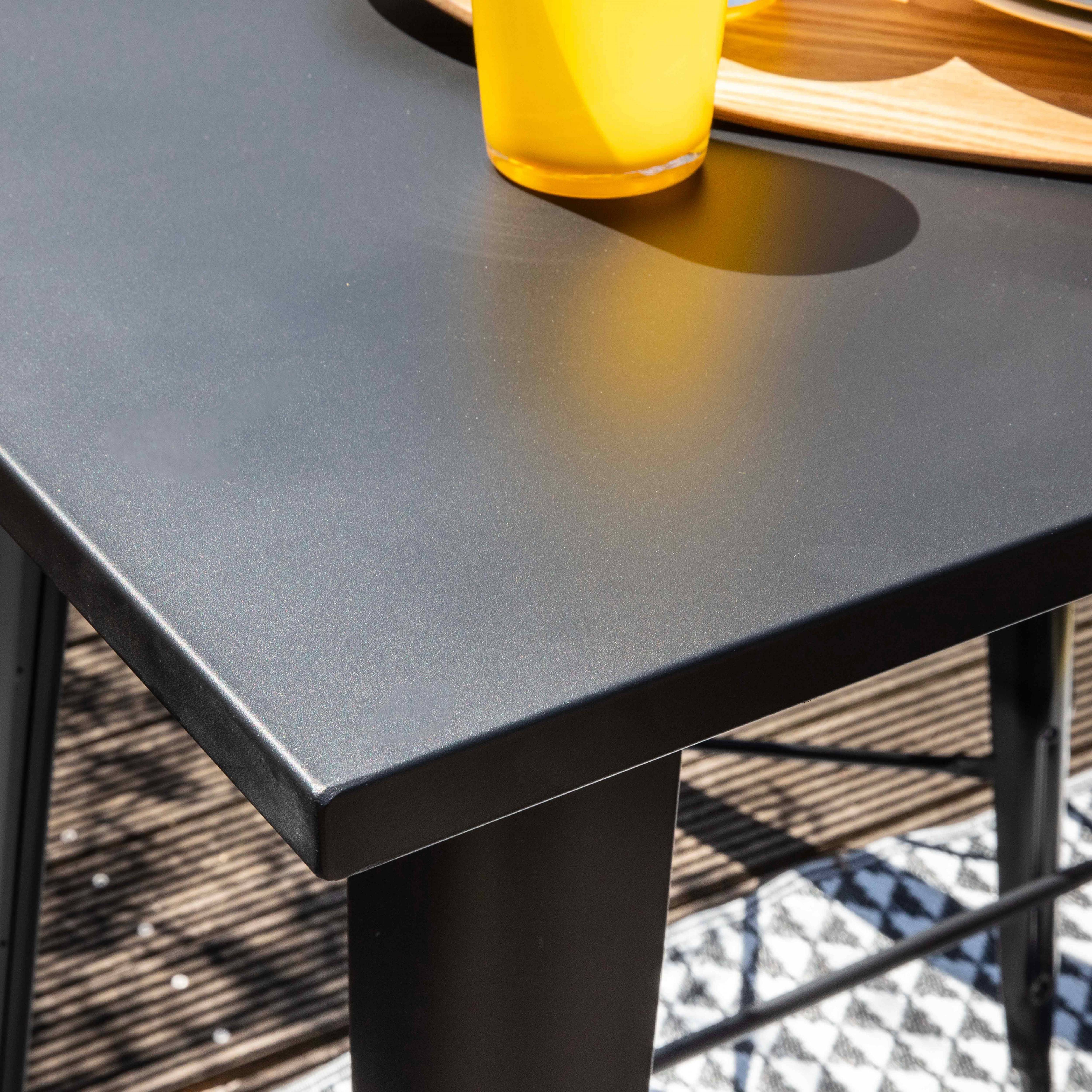 Oviala - Table haute de jardin et 4 tabourets en métal noir mat New York - Oviala - Imagen 4