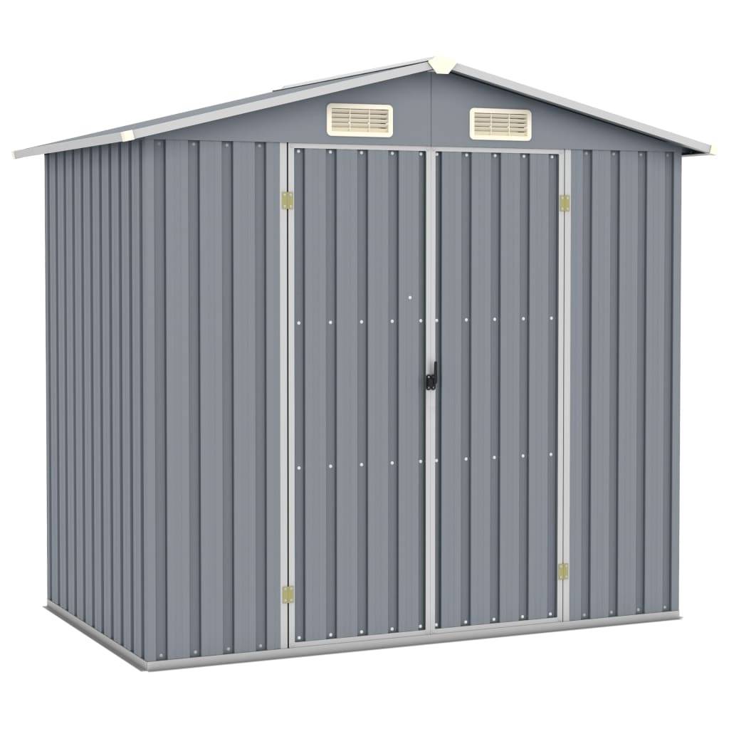 Helloshop26 - Abri de jardin cabane cabanon maison de stockage remise extérieur hangar outils robuste 205 x 129 x 183 cm acier galvanisé gris - Imagen 1