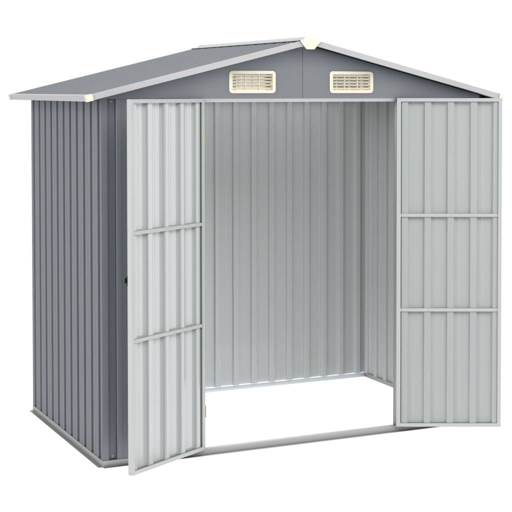 Helloshop26 - Abri de jardin cabane cabanon maison de stockage remise extérieur hangar outils robuste 205 x 129 x 183 cm acier galvanisé gris - Imagen 2