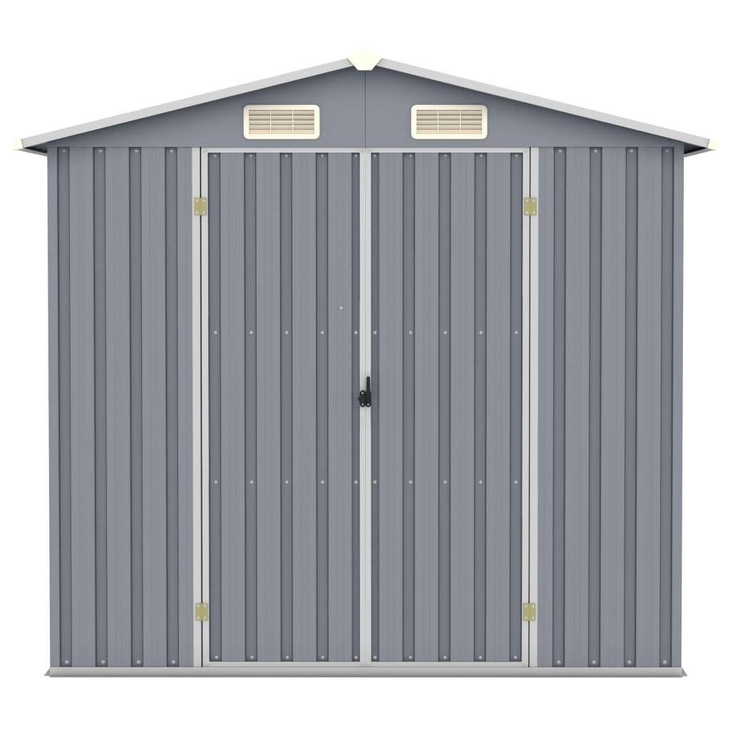 Helloshop26 - Abri de jardin cabane cabanon maison de stockage remise extérieur hangar outils robuste 205 x 129 x 183 cm acier galvanisé gris - Imagen 3