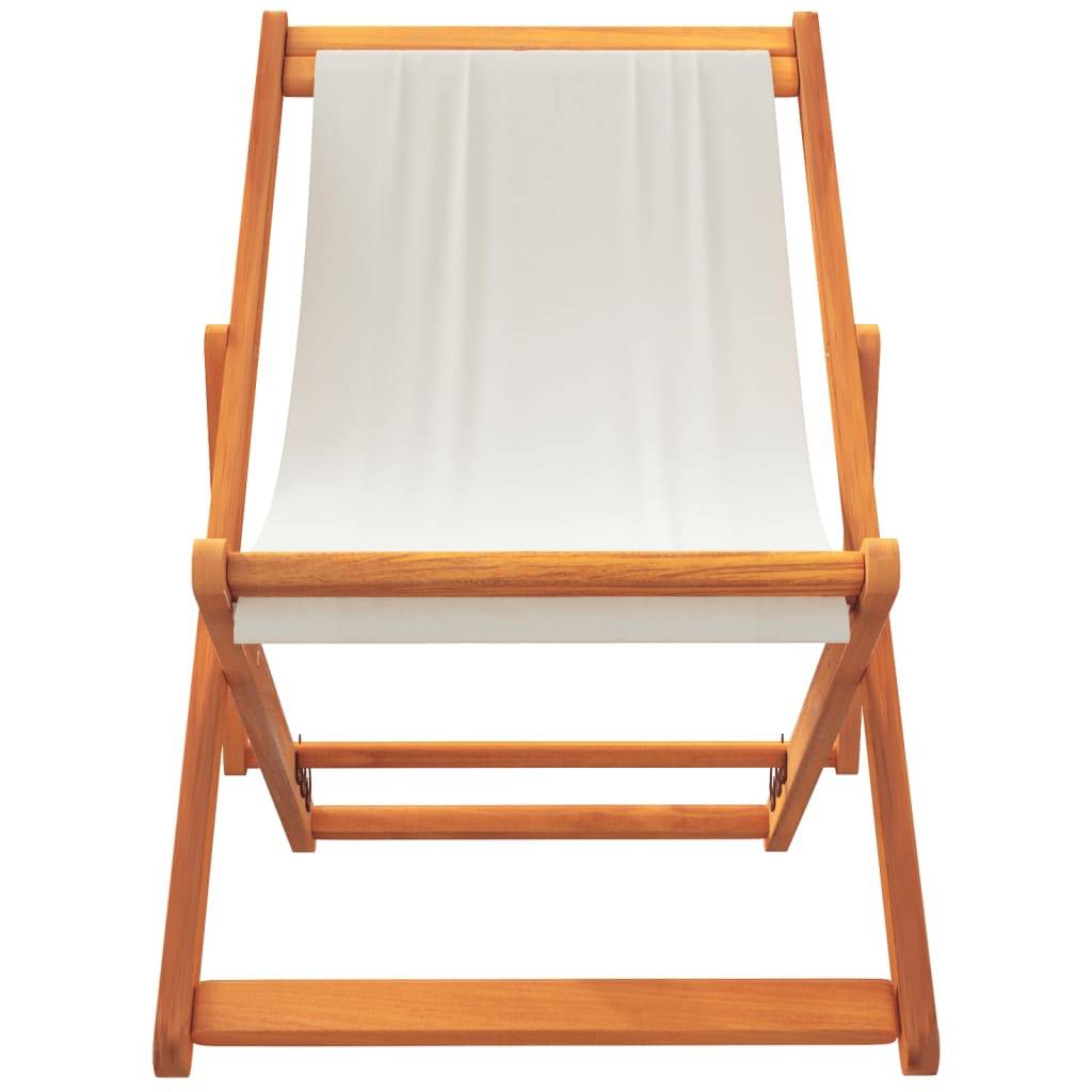 Maison Chic - lot de 2 Chaises de plage pliables - Bain de soleil - Transat blanc crème tissu HL271 - Image 4
