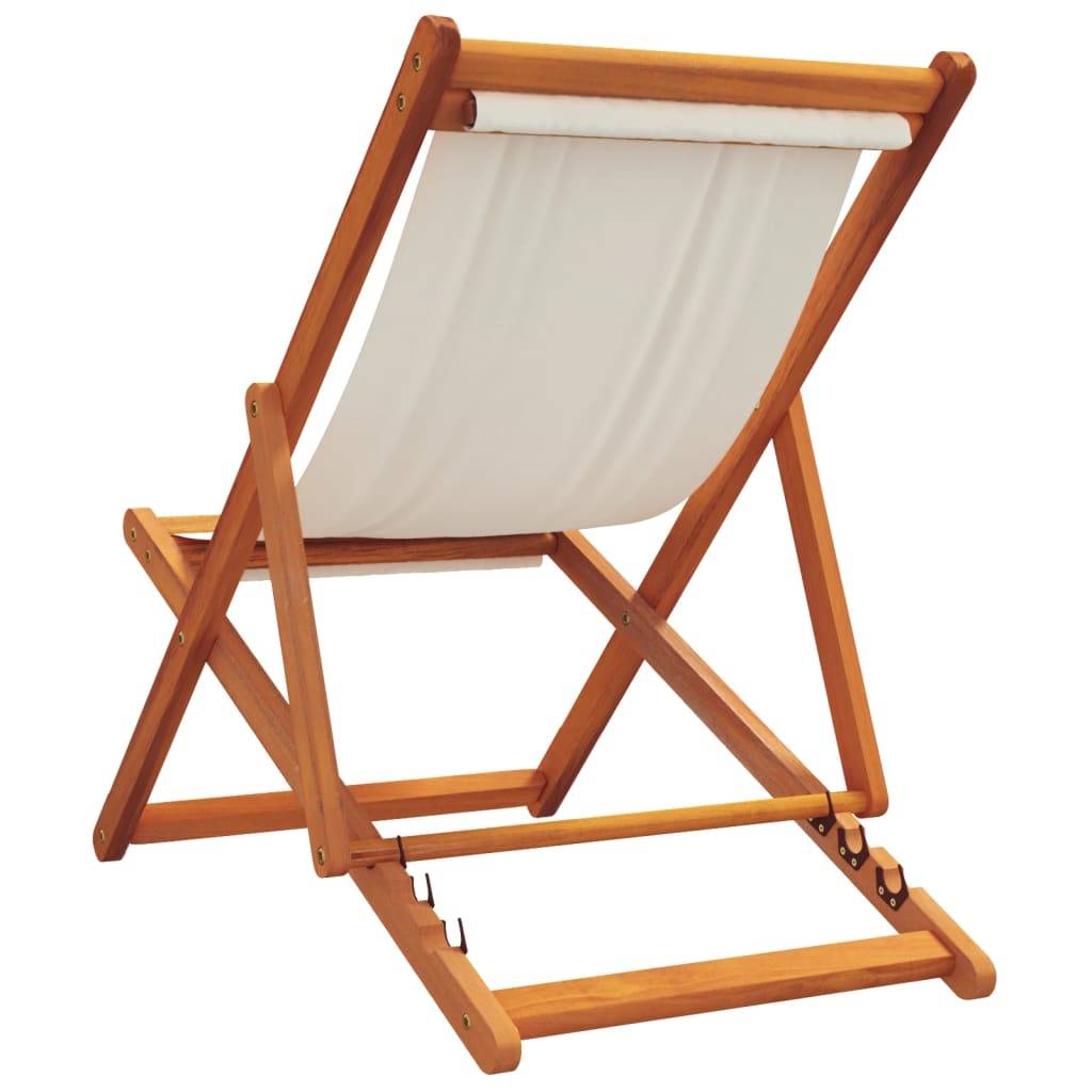 Maison Chic - lot de 2 Chaises de plage pliables - Bain de soleil - Transat blanc crème tissu HL271 - Image 6