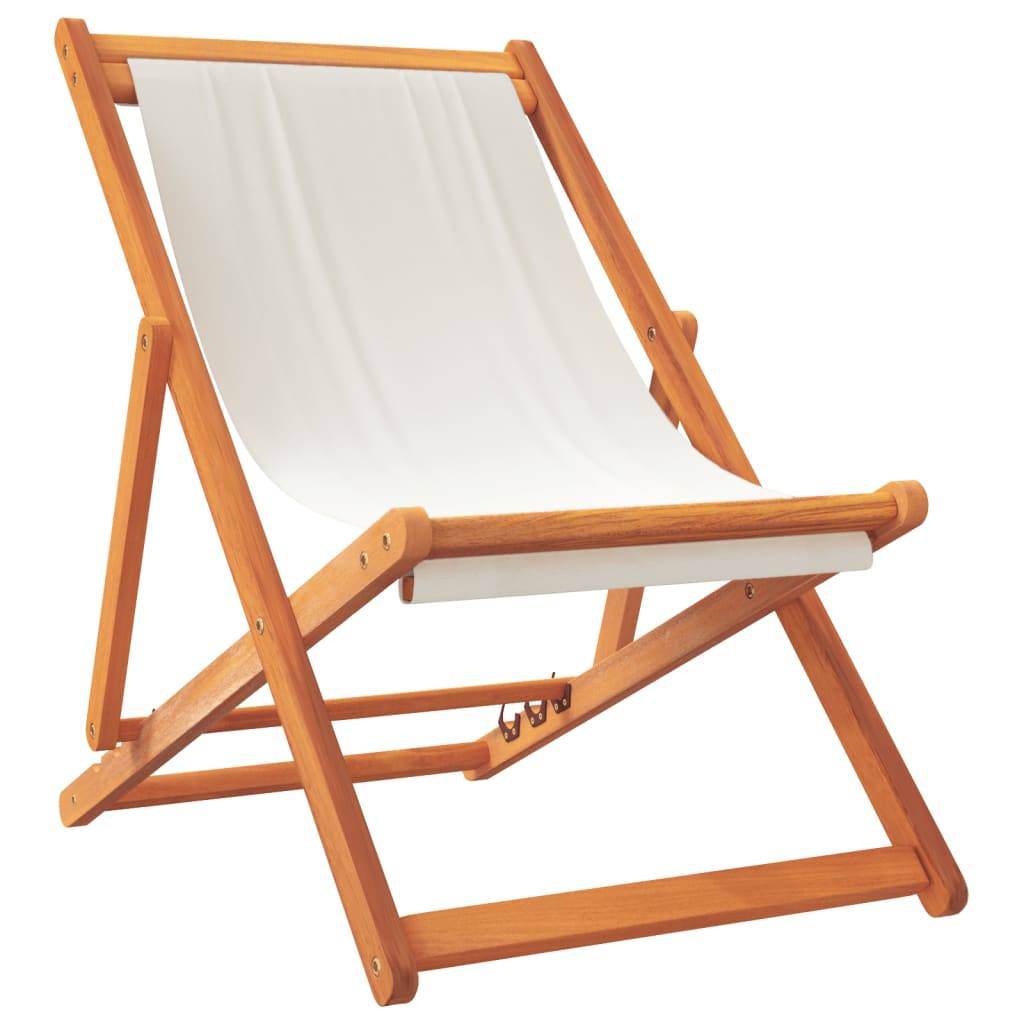Maison Chic - lot de 2 Chaises de plage pliables - Bain de soleil - Transat blanc crème tissu HL271 - Image 3