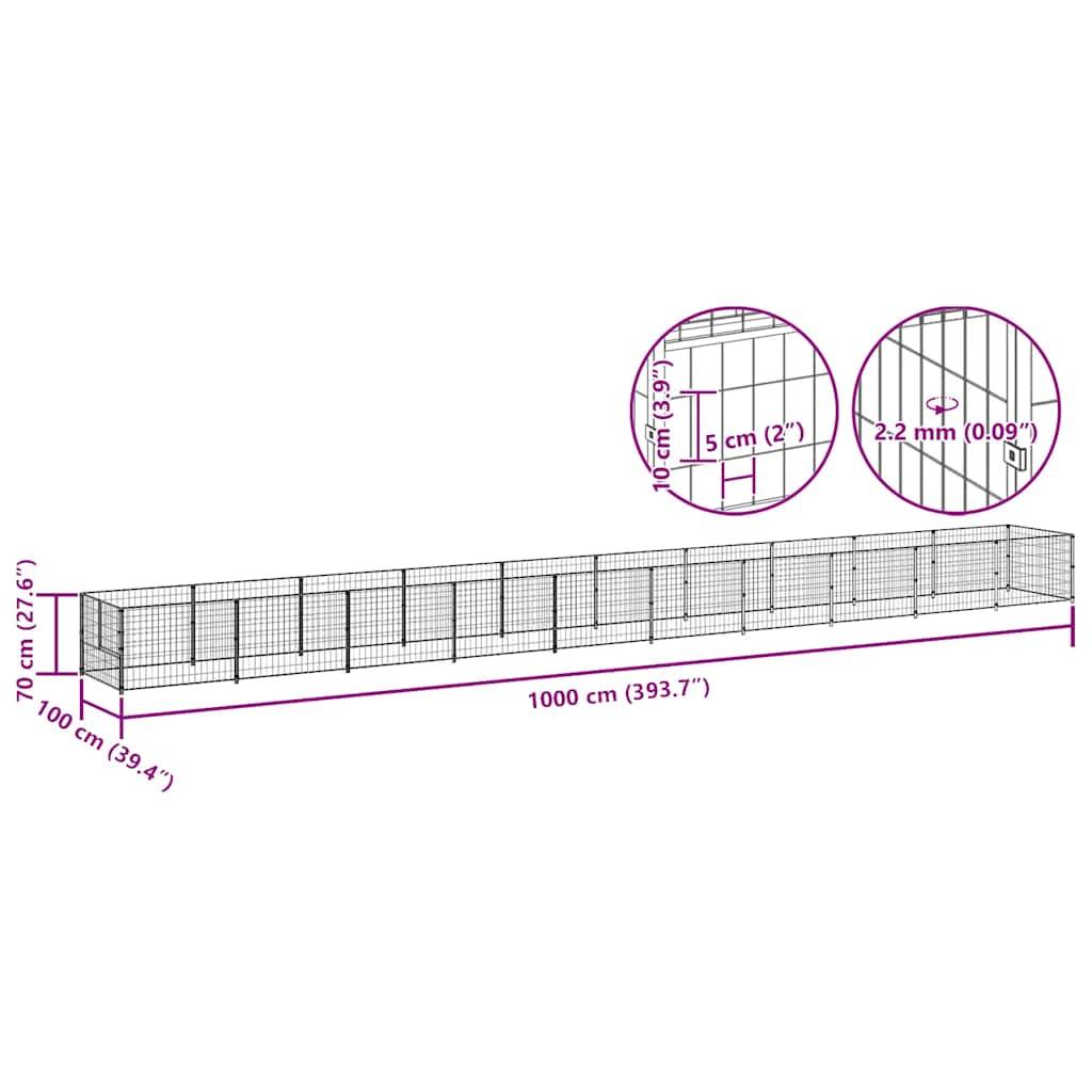 Vidaxl - Chenil Noir 10 m² Acier vidaXL 3082100 - Imagen 3
