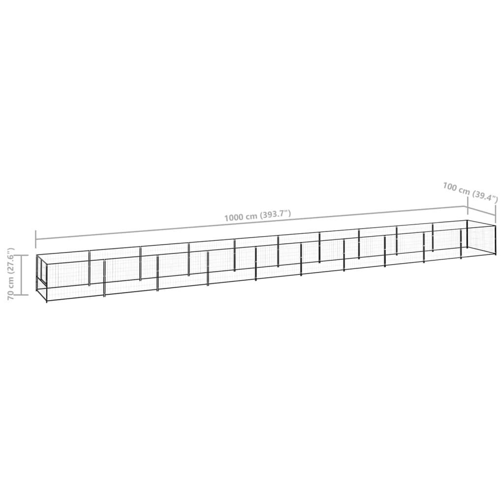 Vidaxl - Chenil Noir 10 m² Acier vidaXL 3082100 - Imagen 8