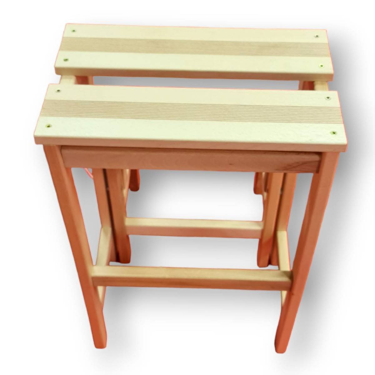 Escabeau Tabouret Marchepied 3 marches pliantes Bois massif 2en1 - Imagen 4