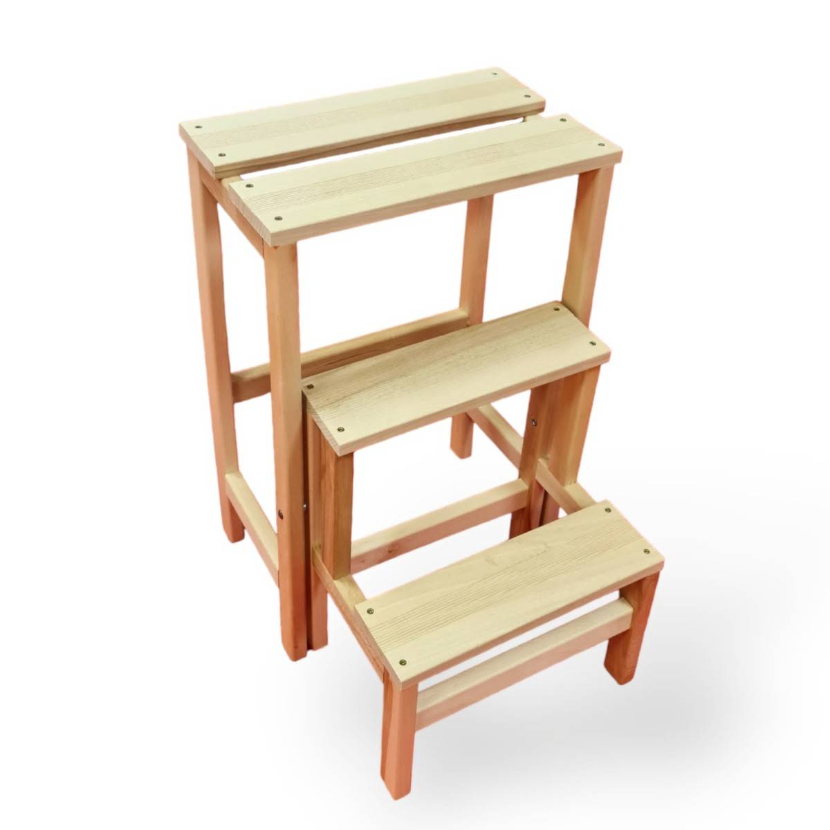 Escabeau Tabouret Marchepied 3 marches pliantes Bois massif 2en1 - Imagen 8