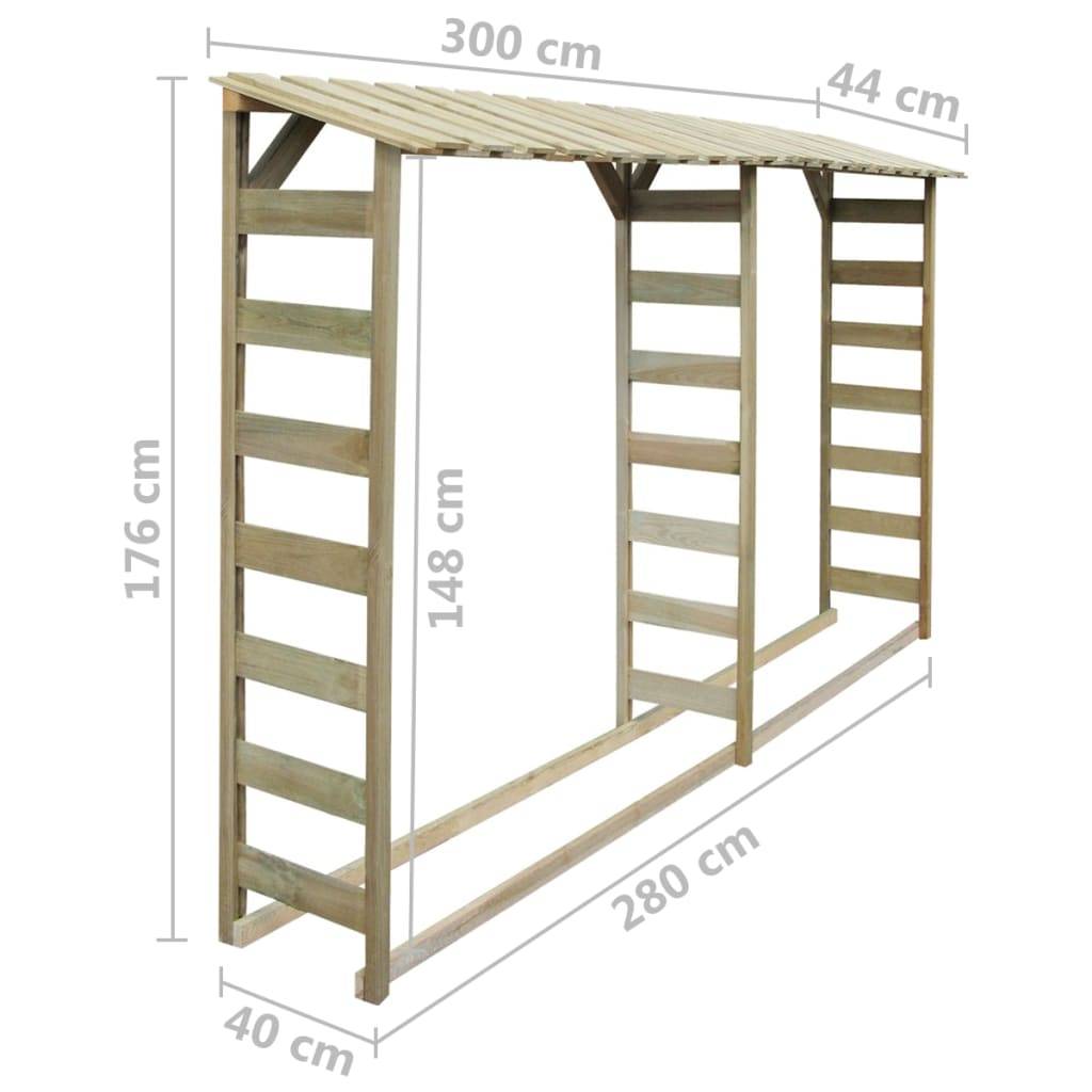 Double abri range-bûches en pin traité 300cm stockage bois de chauffage – ComfortXL Outdoor Living - Image 4