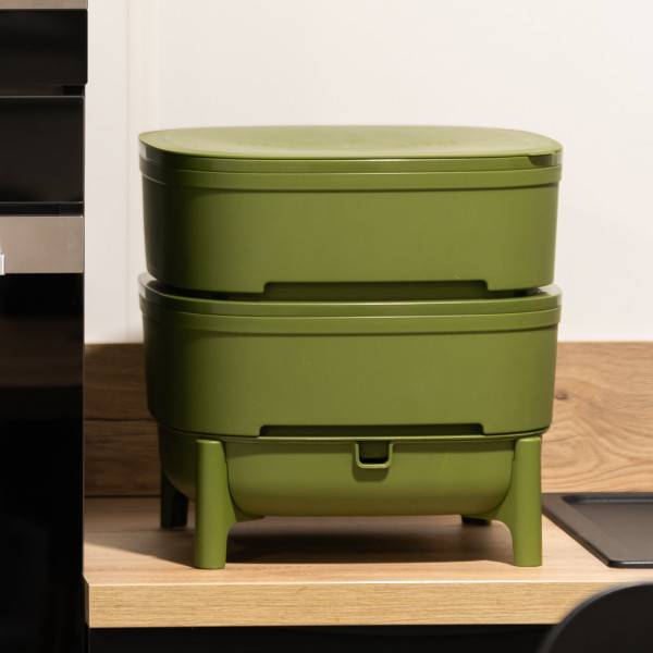 Ferme Du Moutta - WORMcube Vert Design & Compact I Lombricomposteur 2 plateaux + 250gr de Vers - Imagen 4