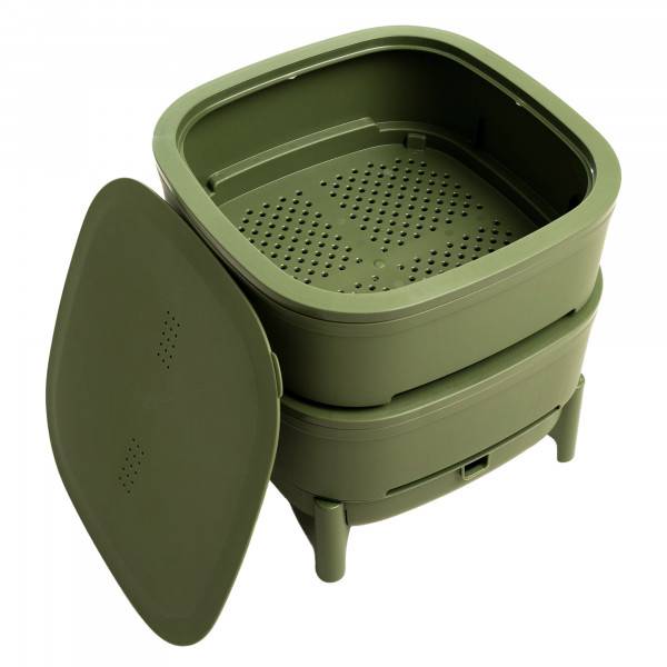 Ferme Du Moutta - WORMcube Vert Design & Compact I Lombricomposteur 2 plateaux + 250gr de Vers - Imagen 2