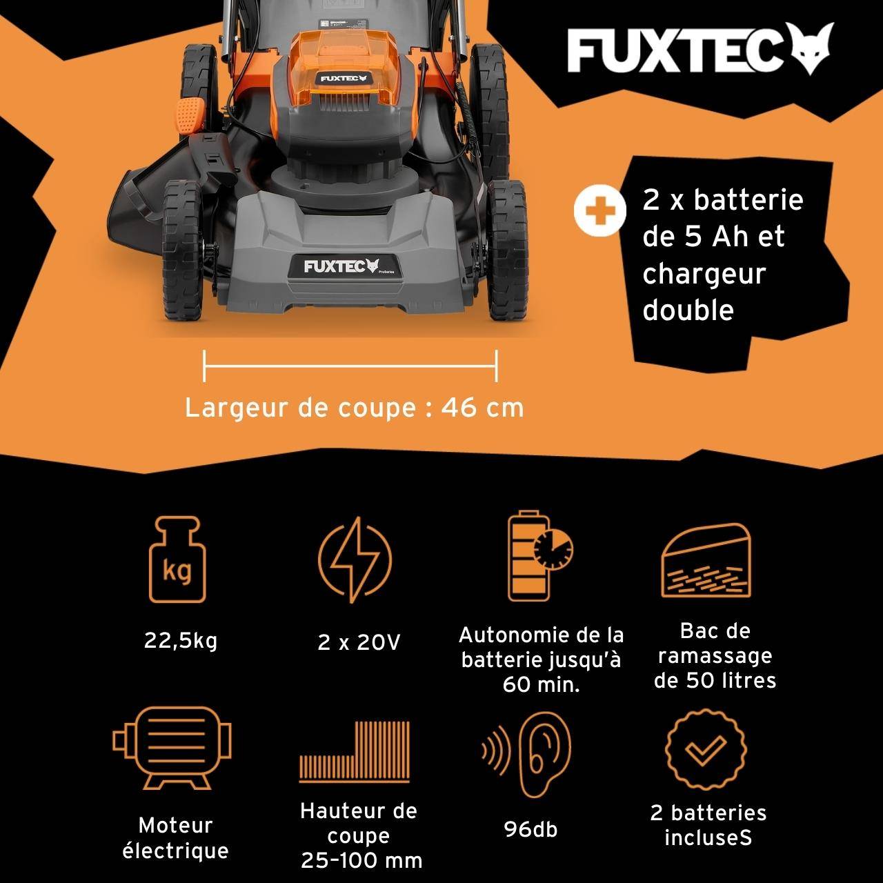 FUXTEC - FUXTEC Tondeuse à gazon sans fil FX-E2RM46PROSET - Image 2