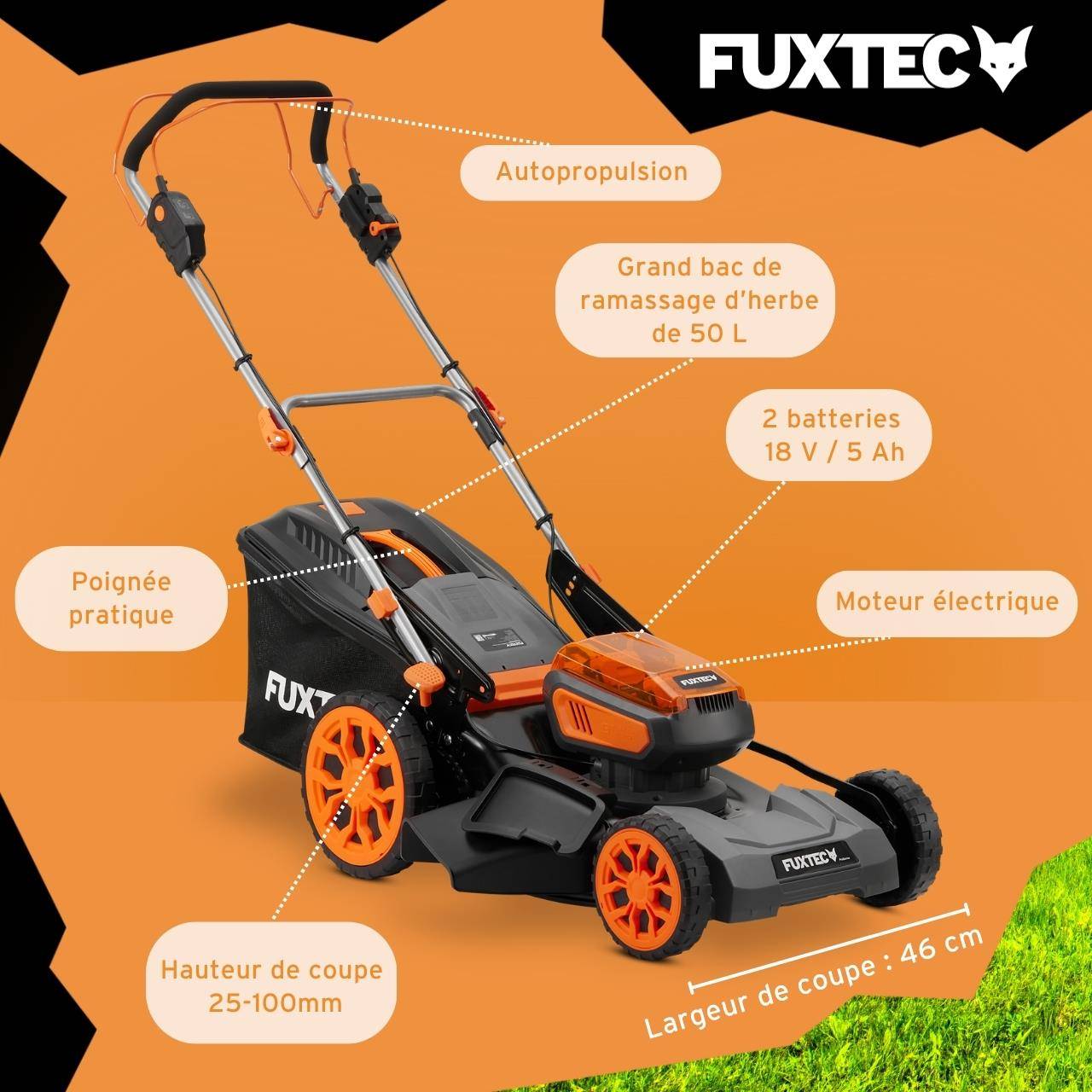 FUXTEC - FUXTEC Tondeuse à gazon sans fil FX-E2RM46PROSET - Image 5