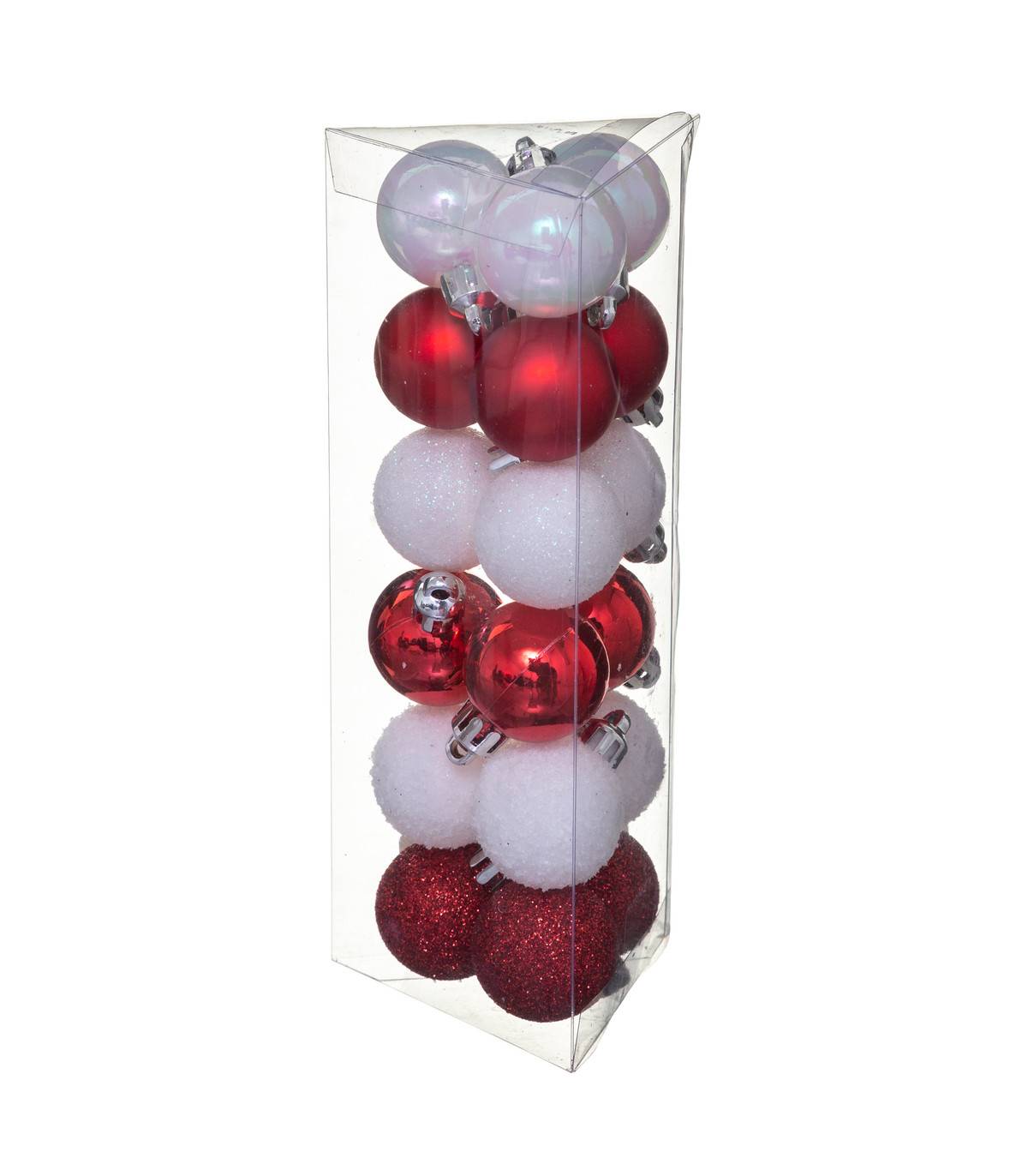 Déco de sapin Lot de 18 Boules de Noël  D 3 cm - Blanc et Rouge