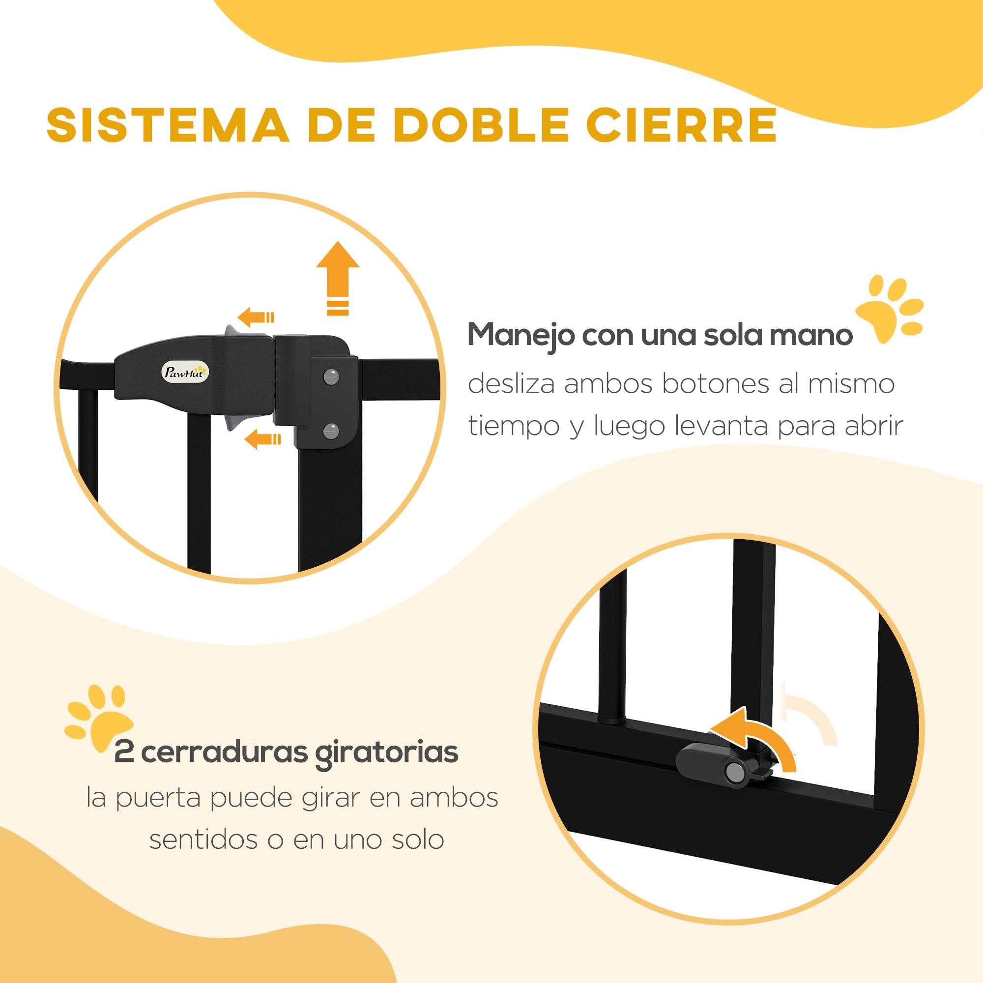 Barrière pour chien à largeur réglable de 76 à 104 cm, barrière de sécurité avec 2 extensions, noire - Image 6