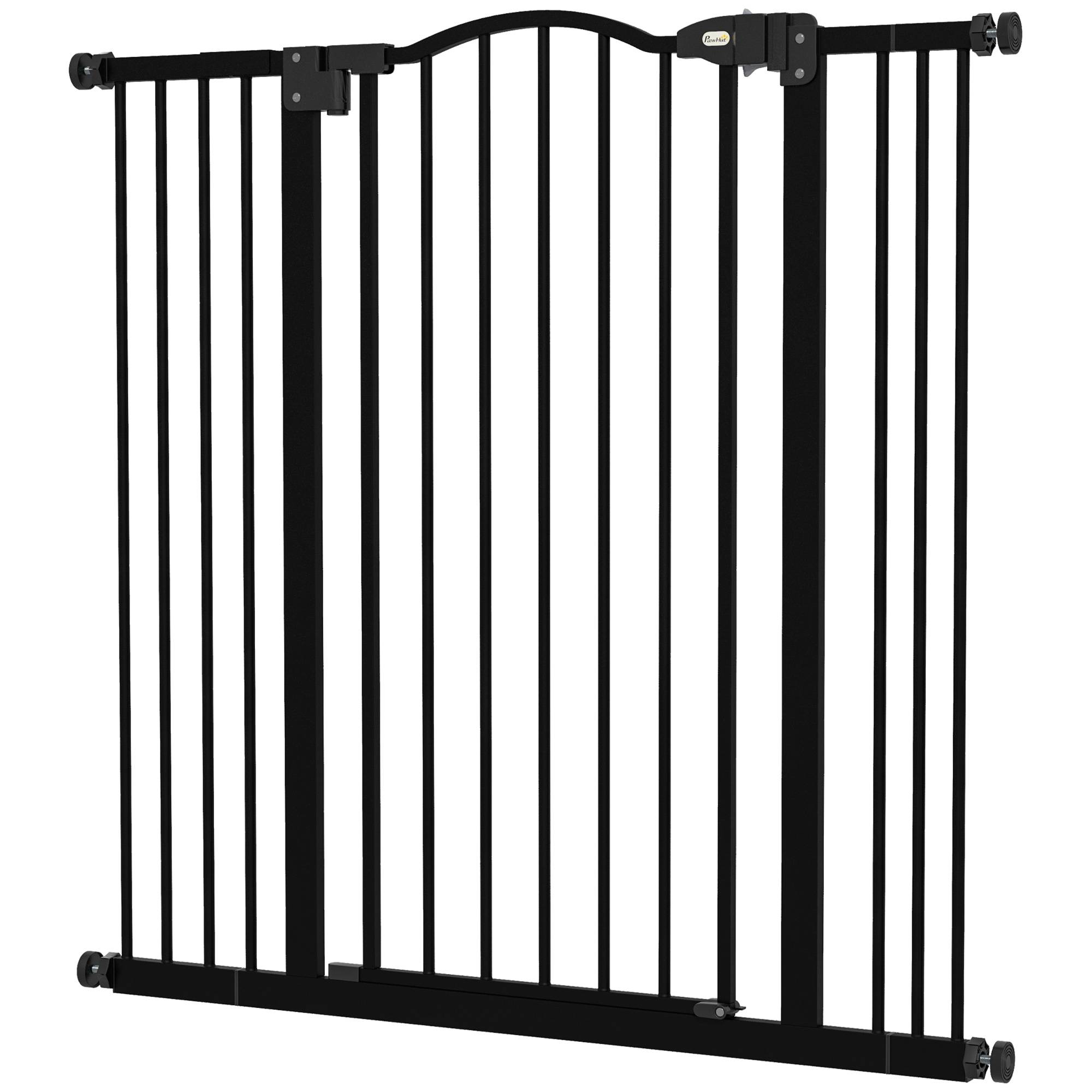 Barrière pour chien à largeur réglable de 76 à 104 cm, barrière de sécurité avec 2 extensions, noire - Image 2