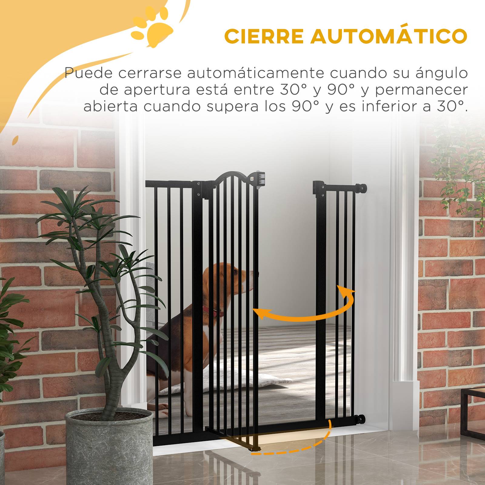 Barrière pour chien à largeur réglable de 76 à 104 cm, barrière de sécurité avec 2 extensions, noire - Image 7