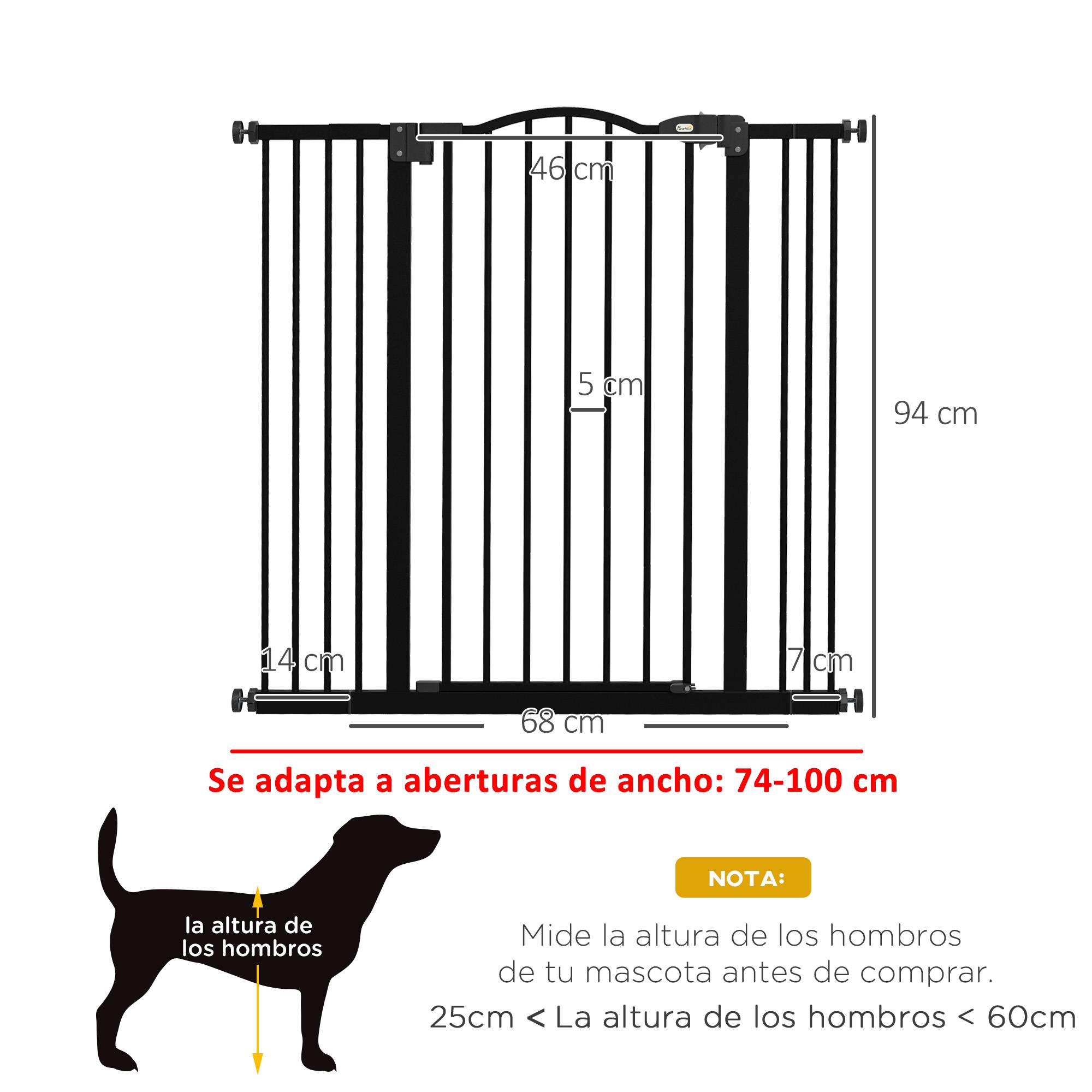 Barrière pour chien à largeur réglable de 76 à 104 cm, barrière de sécurité avec 2 extensions, noire - Image 5