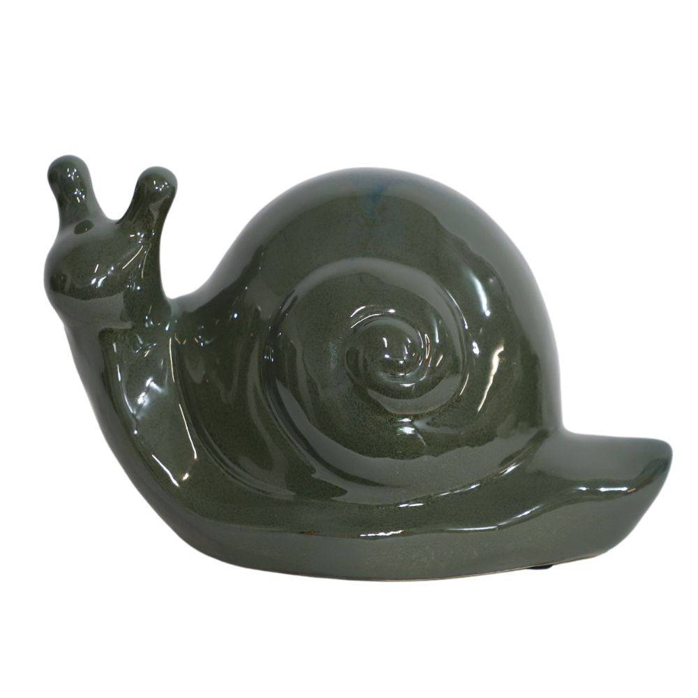 Chemin De Campagne - Escargot en céramique émaillée verte 19 x 11 x 11 cm Chemin de campagne - Imagen 1