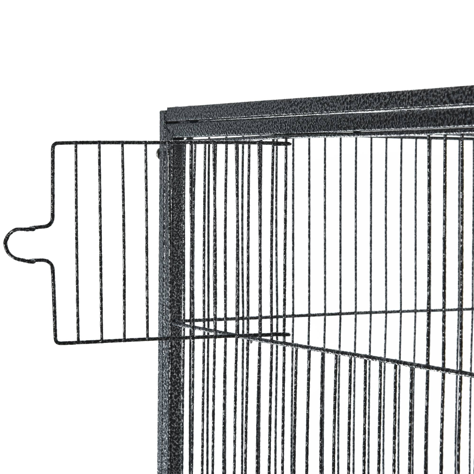 Pawhut - PawHut Cage à Oiseaux Portable avec 4 Mangeoires et 4 Perchoirs Pratique 81 x 48 x 163 cm Noir et Gris - Imagen 5
