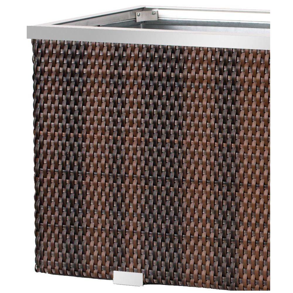 Rattan Art - Jardinière en résine tressée avec réserve d'eau et cadre en aluminium 95 x 39 x 43 cm Marron et noir - Imagen 4