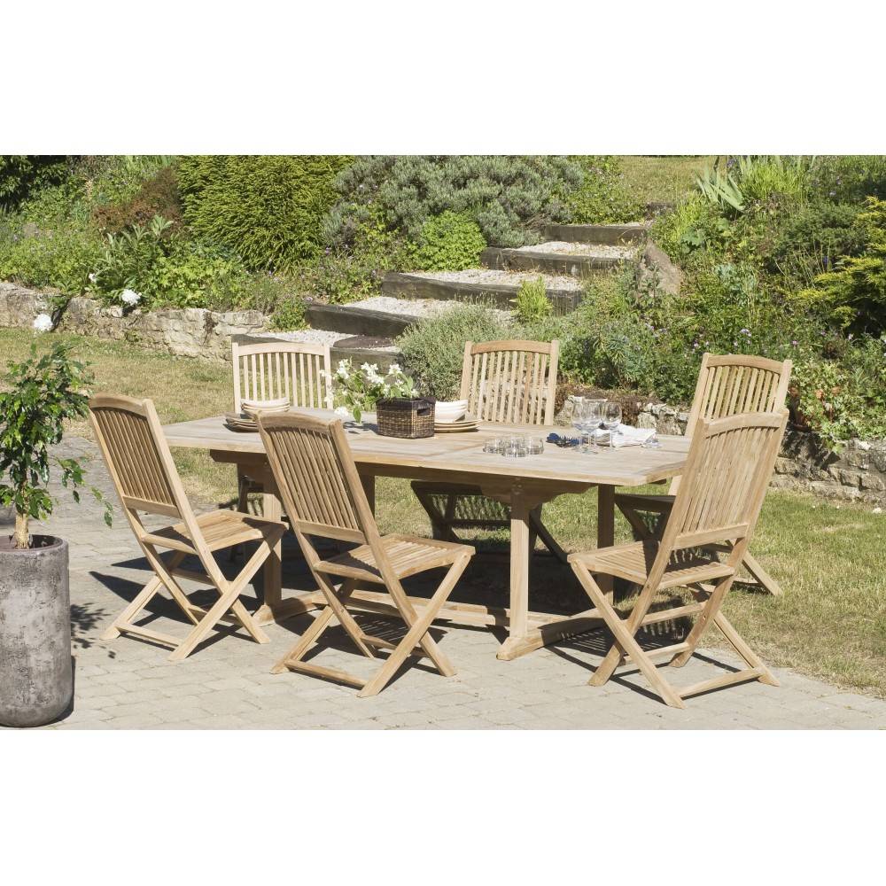 Macabane - FUN - Table de jardin 10 pers. - rect. Ext. 180/240 en bois Teck - Imagen 3