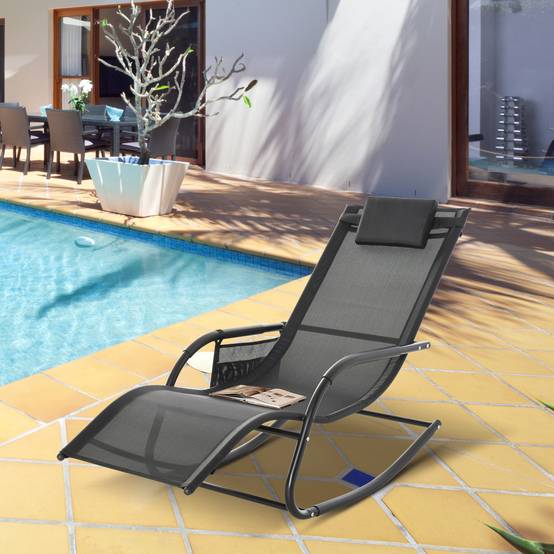 Chaise longue à bascule métal 150 x 62 x 88 cm - PANGIVO - Image 4