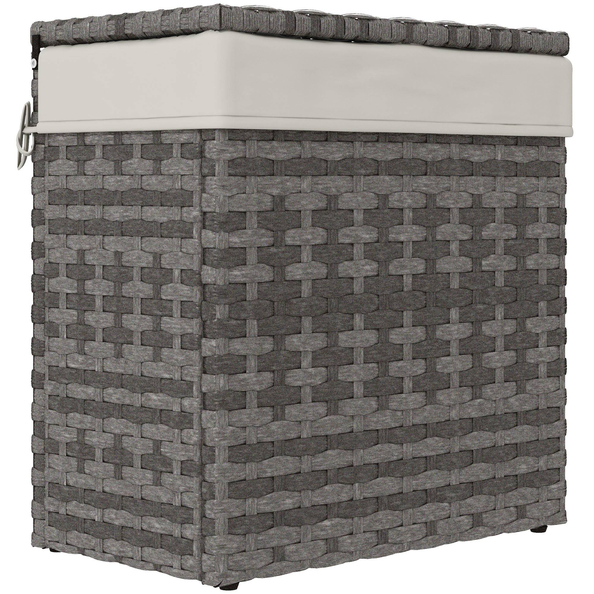 Malle de rangement jardin acier résine tressée doublure 57cm gris - ComfortXL Outdoor Living - Image 1